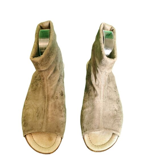 Henry Beguelin Embossed Leather Open Toe Ankle Booties Sandal Gray Sz 37.5/7-7.5 - Picture 2 of 9